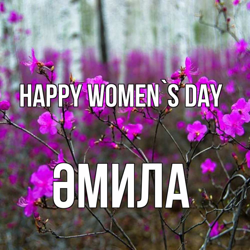 Greetings card с именем, ӘМИЛА happy women`s day дикие цветы Greetings with text for free download 